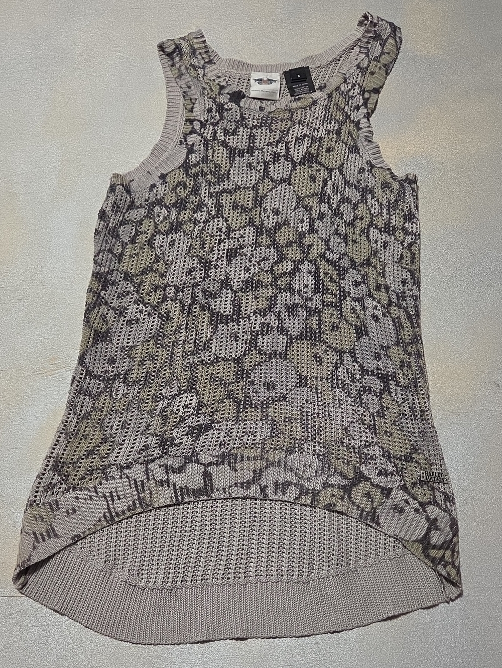 Harley-Davidson Beige and Olive Animal-Print Knit Tank